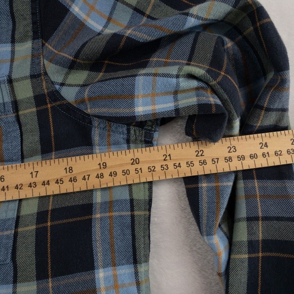 L.L. Bean Flannel Shirt Womens Small Blue Plaid - Picture 7 of 14